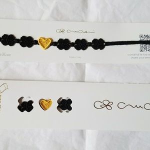 Cruciani Bracelet You Star Black Gold NIB NEW Auth